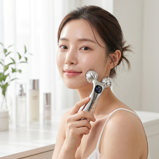 -하루 5분 EMS페이스케어- EMS 듀얼 롤러 페이스 마사지기 (USB 충전기 미포함)